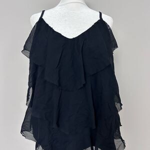 Jaclyn Smith Women’s Black Ruffled Layered Tankini Swim Top Size 18